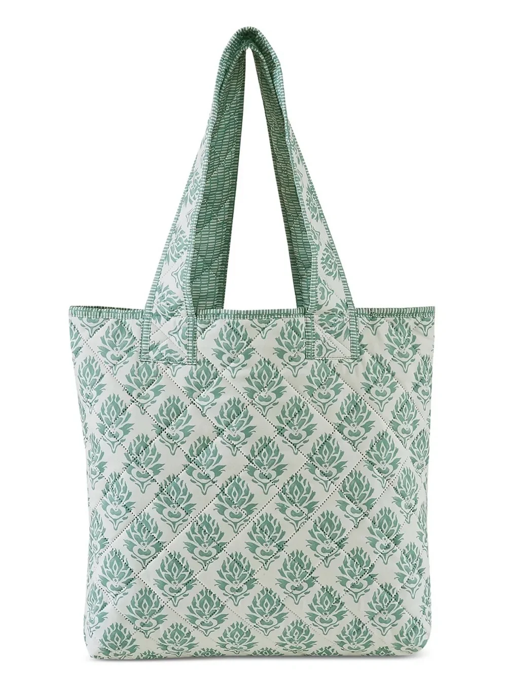 Addison Park Green & White Printed 4pc Quilted Bedding Set New